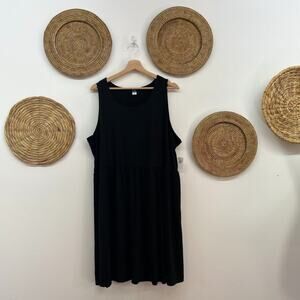 NEW Old Navy Neutral Black Sleeveless Baby Doll Mini Tank Dress Plus Size XXL